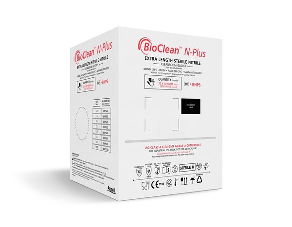 BioClean™ N-Plus BNPS Einweg-Nitril-Reinraumhandschuhe, steril